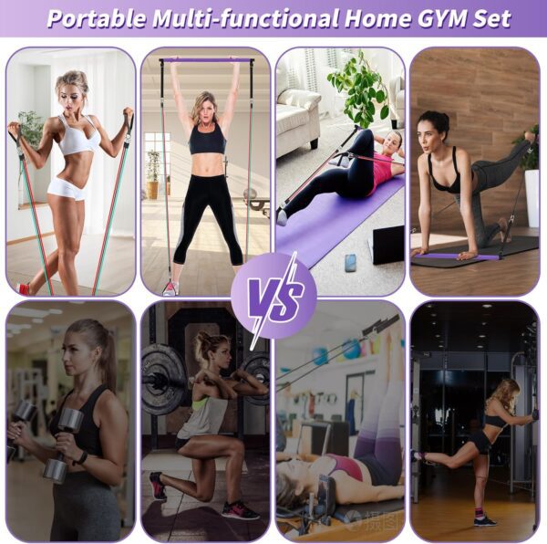 Portable Pilates Bar Kit with Resistance Bands for Men and Women - 3 Set Exercise Resistance Bands - Multifunctional Home Gym - Supports Full-Body Workouts – with Fitness Poster and Video - Image 4