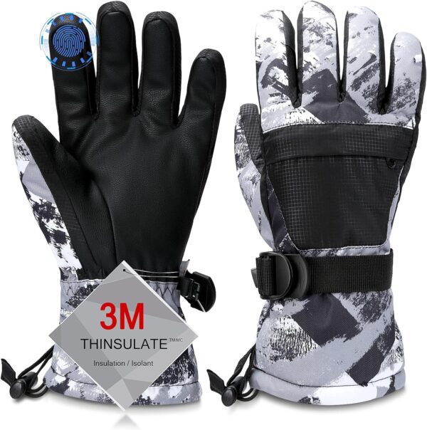 Ski Gloves, Warmest Waterproof and Breathable Snow Gloves for Cold Weather, Fits Both Men & Women,for Parent Child Kids Outdoor