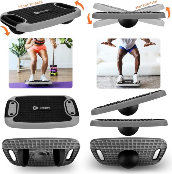 Lifepro 4-in-1 Aerobic Balance Board and Step Up Exercise Platform - Adjustable Multifunctional Slant Board for Home Workouts, Non-Slip Stepper Design - Image 4