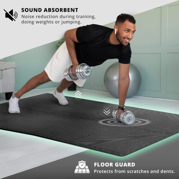 Gym Flooring Set - Interlocking EVA Soft Foam Floor Mat, 18 Pieces Puzzle Rubber Tiles Protective Ground Surface Protection, Play Workout Exercise Mats Underlay Matting Sports Pool Home Fitness Garage - Image 6