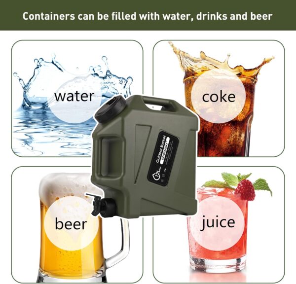 3.2 Gallon/5 Gallon Water Containers with Spigot, BPA Free Water Jug, Military Green Water Tank, Multifunction Water Storage Containers for Camping Outdoor Hiking,Emergency Stroage - Image 8