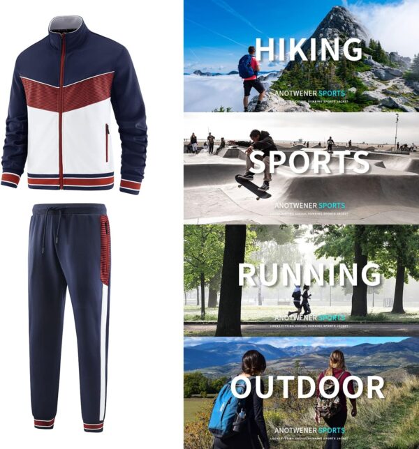 ANOTWENER Men's Casual 2 Piece Tracksuit Sets Long Sleeve Full Zip Jacket and Sweatpants Sport Outfits Sweatsuits - Image 5