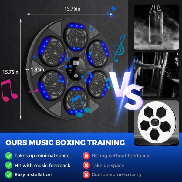 Music Boxing Machine, Boxing Wall Mount Machine for Kids Adult, Bluetooth Smart Boxing Traineing Machine with Boxing Gloves, Boxing Workout Equipment Target for Home, Office, Gym (Upgrade) - Image 3