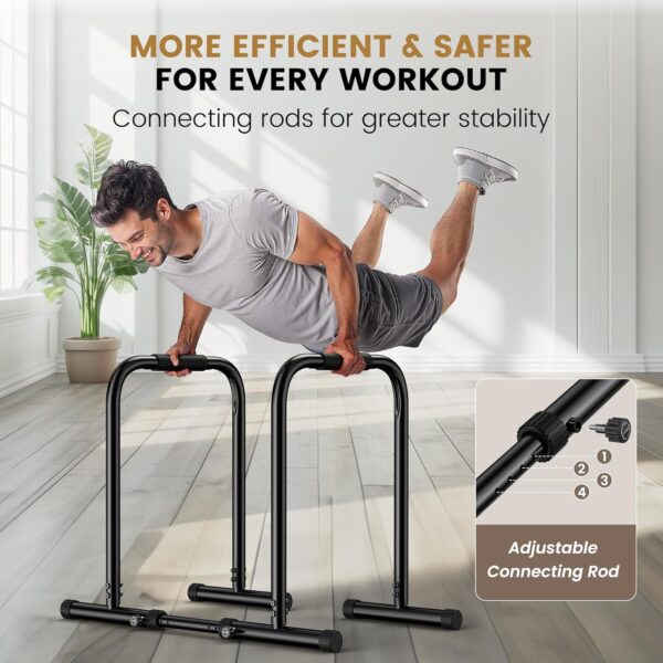 Sportsroyals Dip Bar, Adjustable Parallel Bars for Home Workout, Dip Station with (300/400/1200LBS) Loading Capacity - Image 2