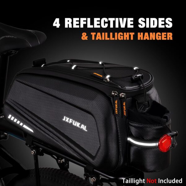 JXFUKAL Bike Bags for Bicycle Rear rack - 9.5L/17L/40L Hard Shell Waterproof Bike Ebike Trunk Pannier Saddle Seat Bag Carrier with Reflector, Rain Cover & Shoulder Strap for Commuter Travel Outdoor - Image 5