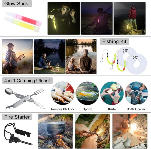 Survival Kit 232 pcs Professional Survival Gear Emergency Tactical First Aid Kit Outdoor Trauma Bag for Men Women Adventure Camping Hiking Hunting - Image 5