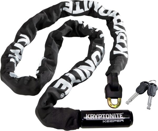 Kryptonite Keeper 712 Bike Chain Lock, 4 Feet Long Heavy Duty Anti-Theft Bicycle Chain Lock with Keys for Bike, Motorcycle, Scooter, Bicycle, Door, Gate, Fence,Black