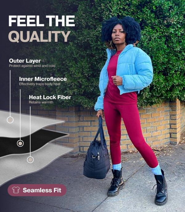 Thermajane Long Johns Thermal Underwear for Women Fleece Lined Base Layer Pajama Set Cold Weather - Image 4