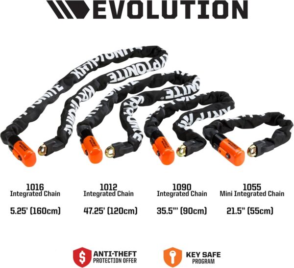 Kryptonite Evolution 1012 Bike Chain Lock, 4 Feet Long 10mm Steel Chain Heavy Duty Anti-Theft Sold Secure Gold Bicycle Chain Lock with Keys for E-Bike, Motorcycle, Scooter, Bicycle, Door, Gate, Fence - Image 3