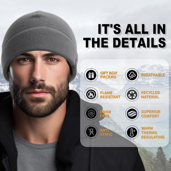 OUTDOOR SHAPING 2 Pack Tactical Fleece Cap Winter Warm Beanie Military Army Watch Cap Gift for Men Women - Image 2