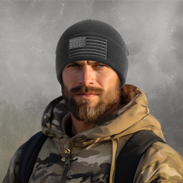 OUTDOOR SHAPING American Flag Fleece Watch Cap, USA Multi-Season Army Military Tactical Beanie, Winter Warm Beanie - Image 5