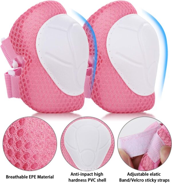 WayEee Kids Bike Helmet Set Skateboard Knee Pads, Helmet Pad Set Protective Gear Set Adjustable for Girls Kids 3-10 Helmet Elbow Pads Wrist Guards for Sport Cycling Bike Roller Skating Scooter - Image 6