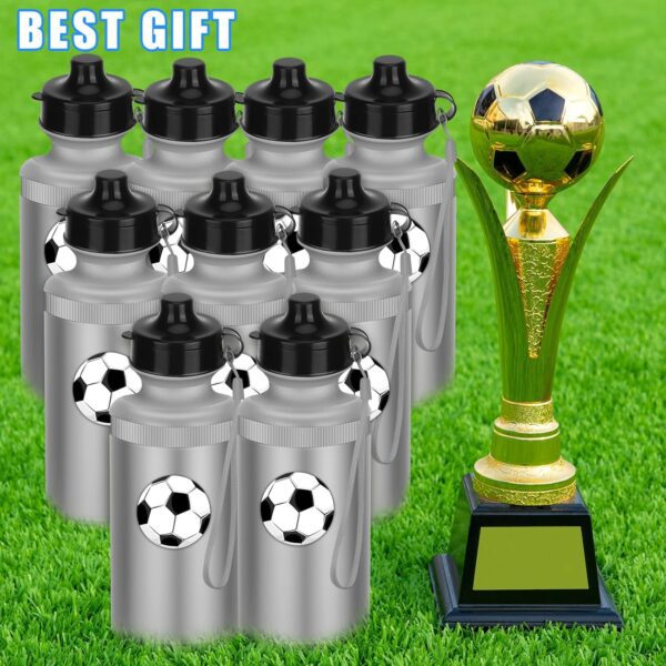Zubebe 36 Pcs Sports Water Bottles Bulk Bpa-free 20 oz Squeeze Plastic Water Bottle with Nylon Strap Blank DIY Sport Cups for School Party Thanks Gift Outdoor Football Sport Fitness - Image 4