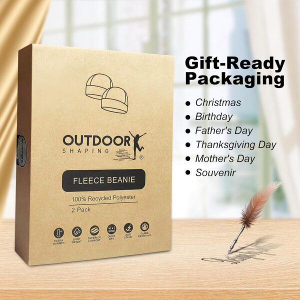 OUTDOOR SHAPING 2 Pack Tactical Fleece Cap Winter Warm Beanie Military Army Watch Cap Gift for Men Women - Image 5