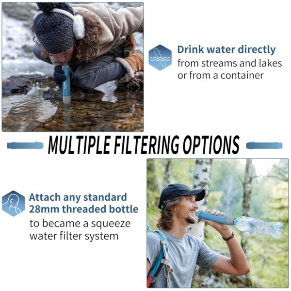 4 Pack Water Filter Straw, Portable Personal Water Filtration System, Water Purifier Survival, Emergency Preparedness for Camping Hiking Drinking Travel Hunting and Family Outing - Image 4