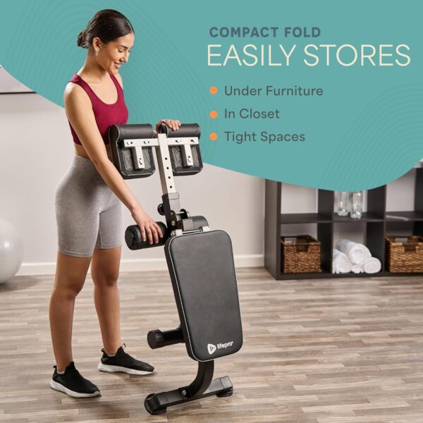 Lifepro Roman Chair Hyperextension Bench - Adjustable Back Extension Machine for Glutes, Hamstrings, and Lower Back - Foldable Multipurpose Exercise Equipment for Home Gym - Image 6