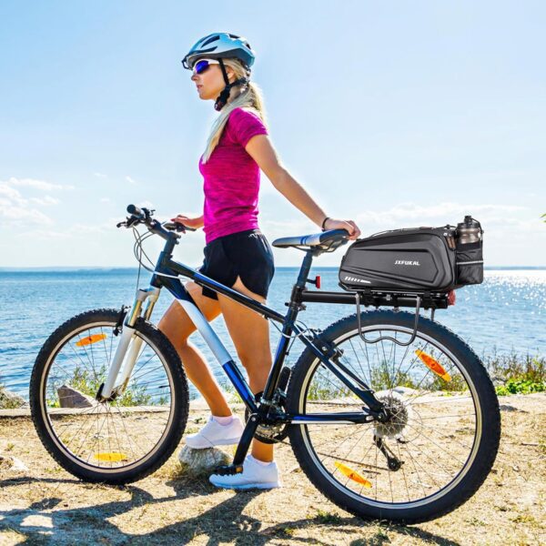 JXFUKAL Bike Bags for Bicycle Rear rack - 9.5L/17L/40L Hard Shell Waterproof Bike Ebike Trunk Pannier Saddle Seat Bag Carrier with Reflector, Rain Cover & Shoulder Strap for Commuter Travel Outdoor - Image 6