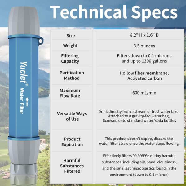 4 Pack Water Filter Straw, Portable Personal Water Filtration System, Water Purifier Survival, Emergency Preparedness for Camping Hiking Drinking Travel Hunting and Family Outing - Image 7