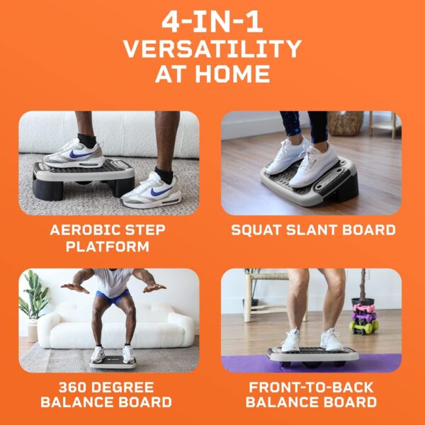 Lifepro 4-in-1 Aerobic Balance Board and Step Up Exercise Platform - Adjustable Multifunctional Slant Board for Home Workouts, Non-Slip Stepper Design - Image 3