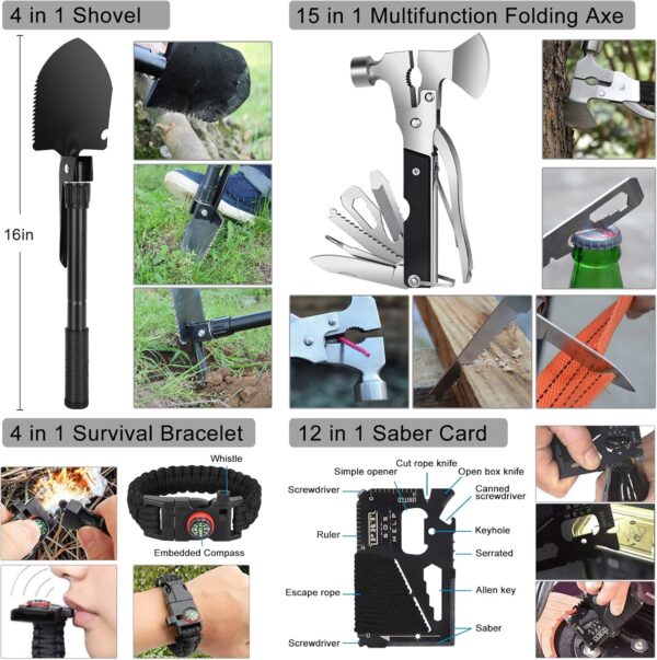 Survival Kit 232 pcs Professional Survival Gear Emergency Tactical First Aid Kit Outdoor Trauma Bag for Men Women Adventure Camping Hiking Hunting - Image 4