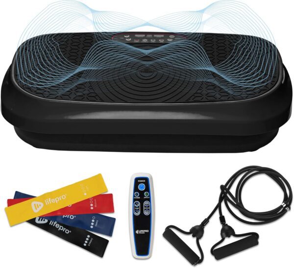 LifePro Waver Mini Vibration Plate Exercise Machine – Portable Full Body Vibration Platform for Home & Travel Workouts, Weight Loss, Toning & Wellness, with 2 Loop Bands & 4 Resistance Bands