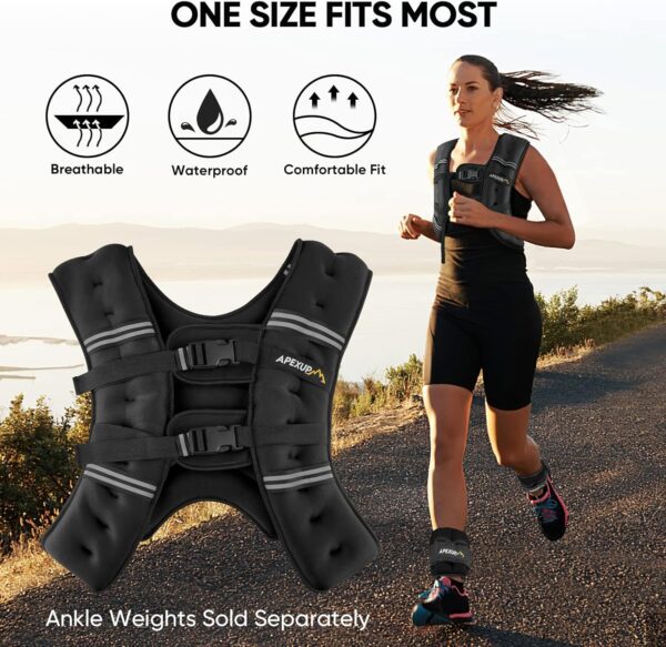 APEXUP Weighted Vest Men 5lbs/10lbs/15lbs/20lbs/25lbs/30lbs Weights with Reflective Stripe, Weighted vest for Women Workout Equipment for Strength Training Running - Image 5