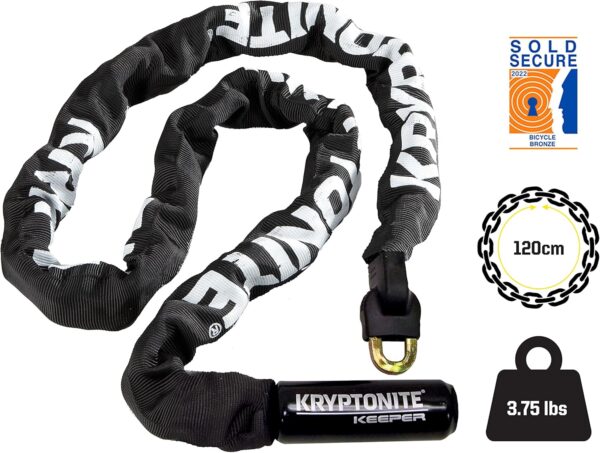 Kryptonite Keeper 712 Bike Chain Lock, 4 Feet Long Heavy Duty Anti-Theft Bicycle Chain Lock with Keys for Bike, Motorcycle, Scooter, Bicycle, Door, Gate, Fence,Black - Image 4