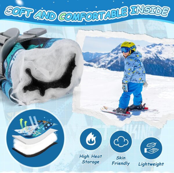 Winter Gloves for Boys Girls Kids Snow Gloves Toddler Waterproof Gloves for Snowboarding - Image 3