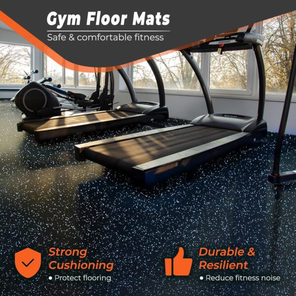 SUPERJARE 0.4 Inch Gym Flooring for Home Gym, 24 Tiles Gym Floor Mat with Heavy Duty Rubber Top, Interlocking Rubber Flooring Mats, 24"" x 24"" Workout Exercise Equipment Mats (96 sqft), Black/ Blue - Image 4