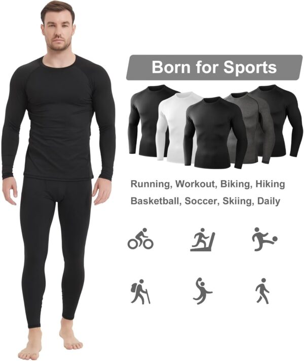 4/5 Pack Thermal Compression Shirts for Men Long Sleeve Running Gear Undershirt Base Layer for Winter Cold Weather - Image 4