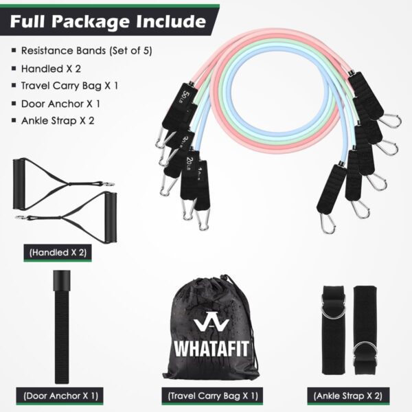 WHATAFIT Resistance Bands, Exercise Bands，Resistance Bands for Working Out, Work Out Bands with Handles for Men and Women Fitness, Strength Training Home Gym Equipment - Image 5