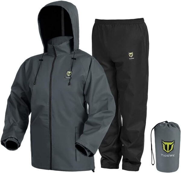 TIDEWE Rain Suit, Waterproof Breathable Lightweight 2 Pieces Rainwear