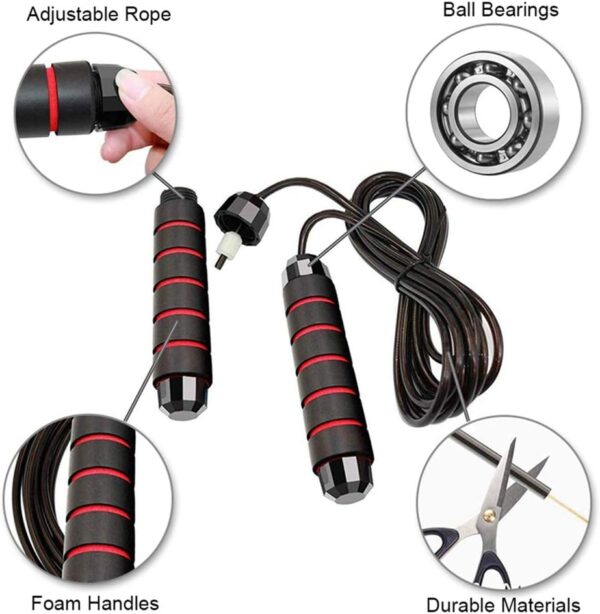 Redify Jump Rope,Jump Ropes for Fitness for Women Men and Kids,Speed Jumping Rope for Workout with Ball Bearings,Adjustable Skipping Rope for Exercise&Slim Body at Home School Gym - Image 2