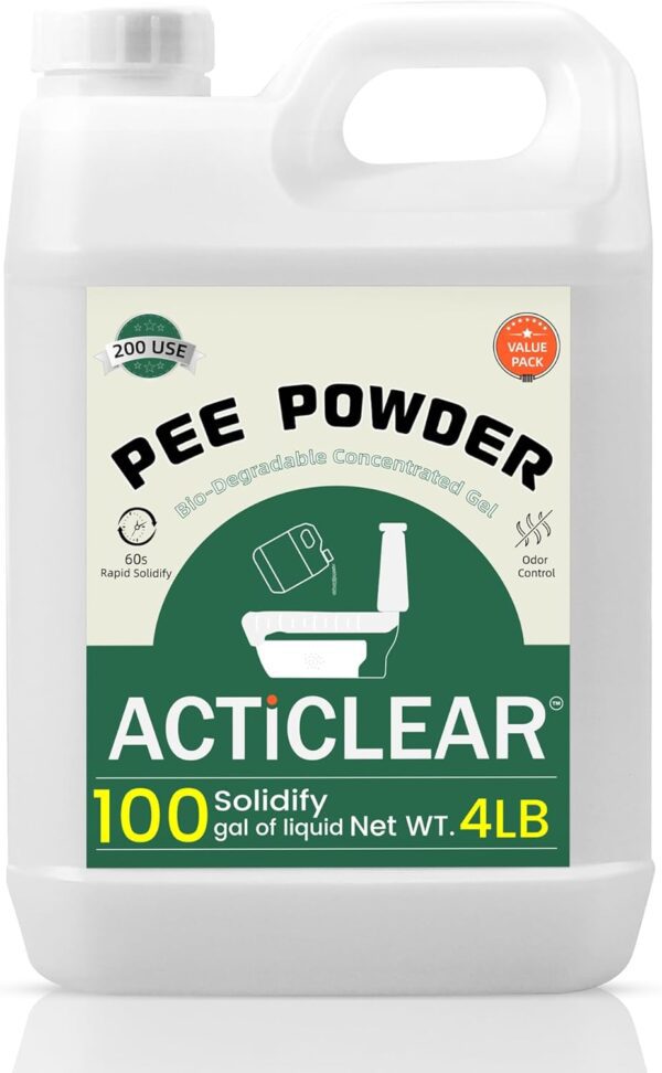 Pee Powder Gel -4lb Rapid 60-Second Absorption & Odor Neutralizer for Portable Toilets, Camping, and Outdoor Essentials