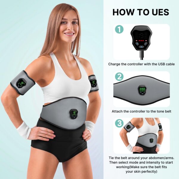 NEWPINE Fitness Belt, Powered Muscle Stimulator for Home Use, for Muscle Conditioning Grey - Image 5