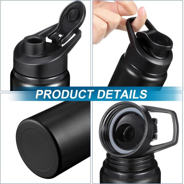 10 Pieces 13.5oz Reusable Aluminum Water Bottles Bulk Multicolor Outdoor Sports Water Bottles for Travel, Gym, Hiking, Cycling, Camping, Fishing, Snap Lid (Black) - Image 3