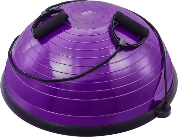 VEVOR Half Exercise Ball Trainer, 23/26 inch Balance Ball Trainer, 1500lbs Capacity Stability Ball, Yoga Ball with Resistance Bands & Foot Pump, Strength Fitness Ball for Home Gym Full Body Workout Black - Image 4