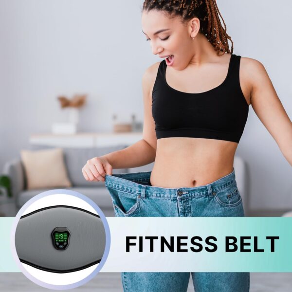 NEWPINE Fitness Belt, Powered Muscle Stimulator for Home Use, for Muscle Conditioning Grey - Image 2