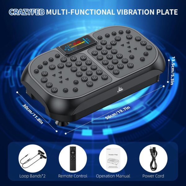 Vibration Plate Exercise Machine - CrazyFeb Vibration Plate for Lymphatic Drainage, Whole Body Vibrating Plate Exercise Machine - Waver Vibration Plate High-Intensity Fitness Equipment for Weight Loss - Image 3