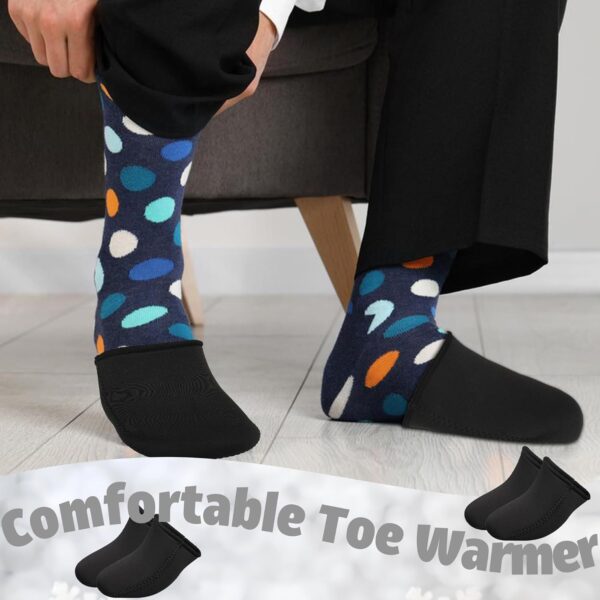 2 Pairs 3mm Neoprene Toe Warmers Black Feet Warmer Toe Covers Thermal Foot Toe Caps for Winter Sports Outdoor - Image 4