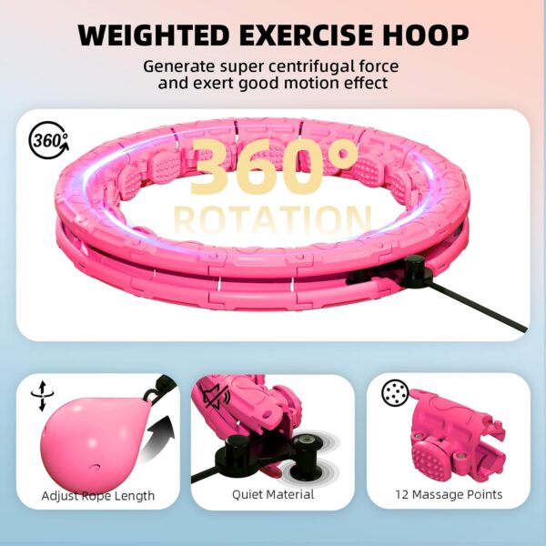 Weighted Hula Infinity Fitness Hoop for Adult Weight Loss, 2 in 1 Smart Fitness Workout Hula Circle Hoops with 28 Detachable Knots, Exercise Fit Hoop Suitable for Women and Beginners - Image 4