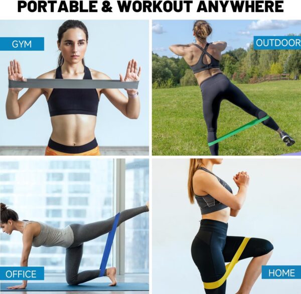 Resistance Loop Exercise Bands for Working Out, Fitness Elastic Bands, Workout Bands for Home Gym, Stretching, Yoga, Pilates, Physical Therapy (5pcs Set) - Image 5