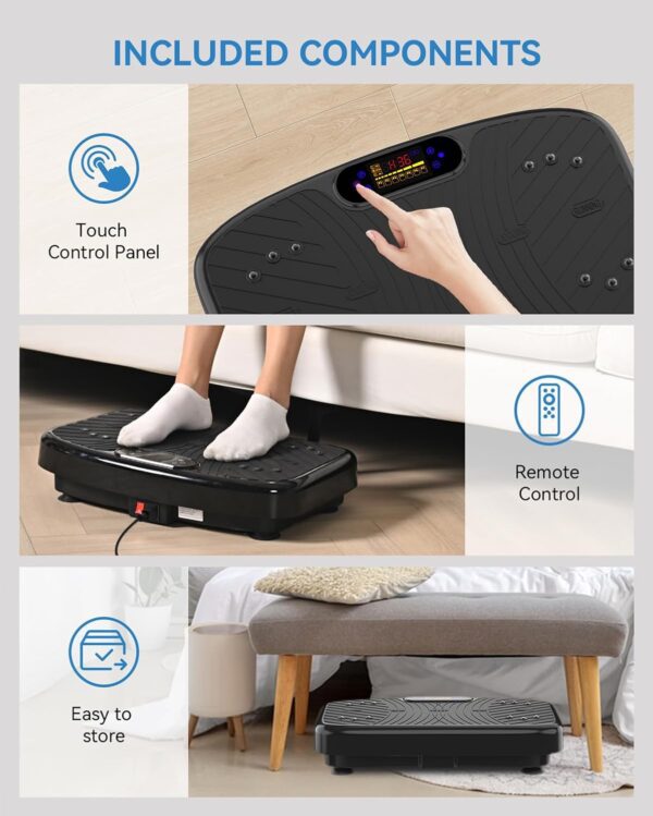 Vibration Plate Exercise Machine, Vibration Plate Platform for Lymphatic Drainage, 200 Adjustable Speeds Power Shaping Vibrating Plate Helps Weight Loss, Shaping, Max Weight 450 Lbs - Image 8