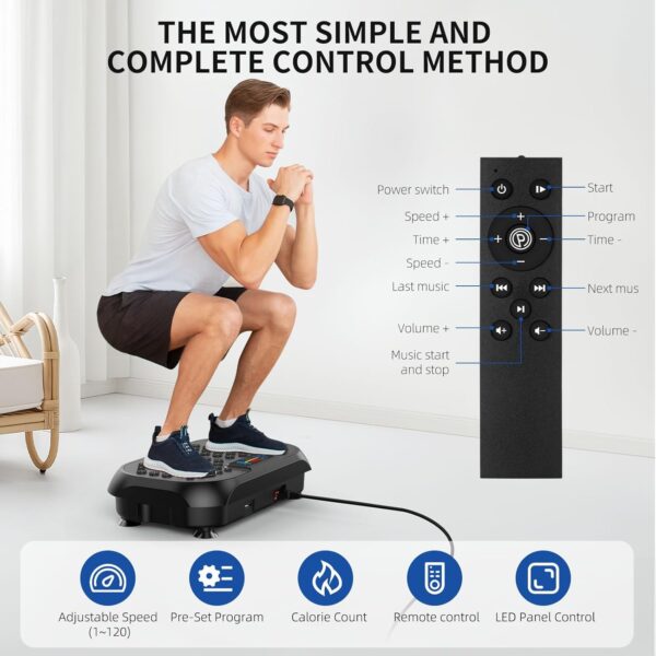 Vibration Plate Exercise Machine - CrazyFeb Vibration Plate for Lymphatic Drainage, Whole Body Vibrating Plate Exercise Machine - Waver Vibration Plate High-Intensity Fitness Equipment for Weight Loss - Image 5