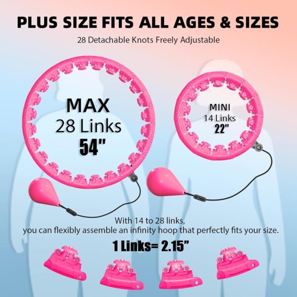 Weighted Hula Infinity Fitness Hoop for Adult Weight Loss, 2 in 1 Smart Fitness Workout Hula Circle Hoops with 28 Detachable Knots, Exercise Fit Hoop Suitable for Women and Beginners - Image 2