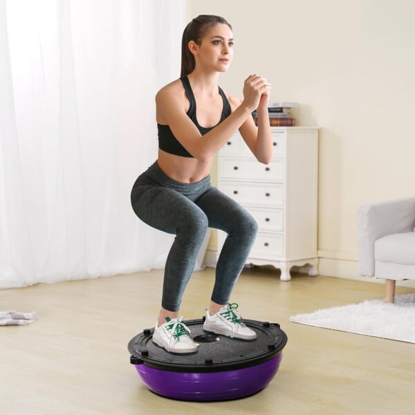 VEVOR Half Exercise Ball Trainer, 23/26 inch Balance Ball Trainer, 1500lbs Capacity Stability Ball, Yoga Ball with Resistance Bands & Foot Pump, Strength Fitness Ball for Home Gym Full Body Workout Black - Image 9