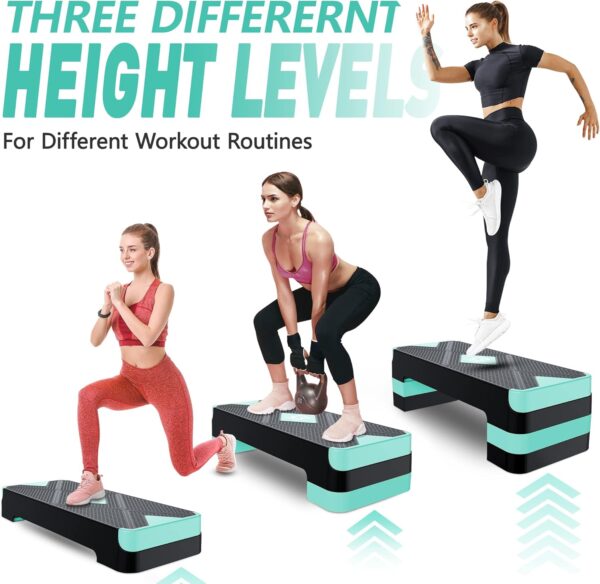 Aerobic Exercise Step, Adjustable Aerobic Stepper for Exercise, Workout Step Platform for Step Up, 26.5" Step Deck with 4” 6” 8” Adjustable Height Risers, Women Home Gym Cardio Fitness - Image 4