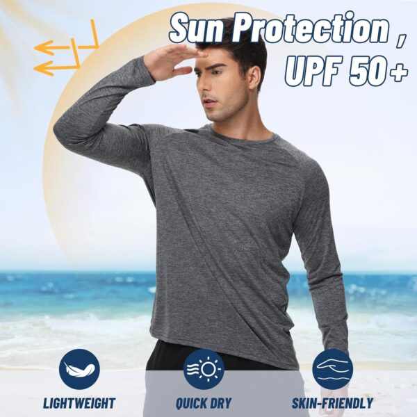 3 Pack Long Sleeve Shirts for Men - Dry Fit Moisture Wicking UV Sun Protection T-Shirts for Fishing Workout Athletic - Image 2
