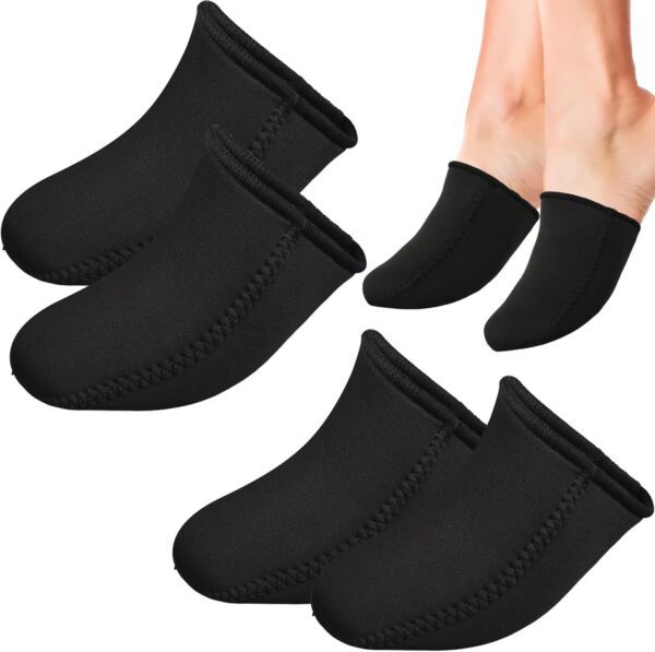 2 Pairs 3mm Neoprene Toe Warmers Black Feet Warmer Toe Covers Thermal Foot Toe Caps for Winter Sports Outdoor