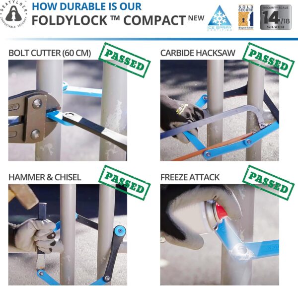 Seatylock FoldyLock Compact Folding Bike Lock - Award Winning Patented Lightweight High Security Bicycle Lock - Heavy Duty Anti Theft Smart Secure Guard with Keys & Case for Bikes or Scooters - Image 4